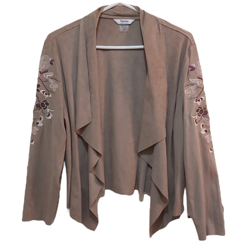 Tanjay Petite Light Brown Blazer with Embroidery Size 14P